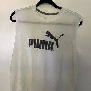 Men's White Puma Sleeveless Shirt L